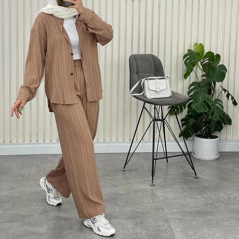 Erika™ - Hemd und Hose Set Chiffon gerade volle Hose Büro-Sets