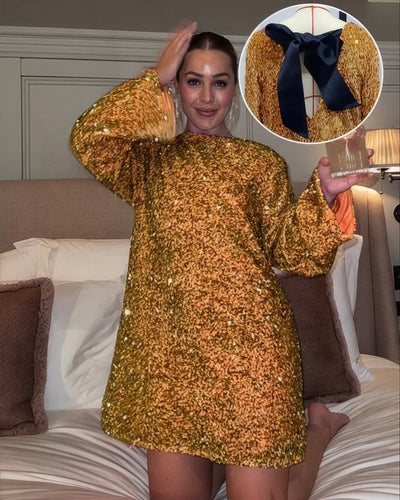 Lotte™ - Stilvolles Glitzerkleid mit Schleife