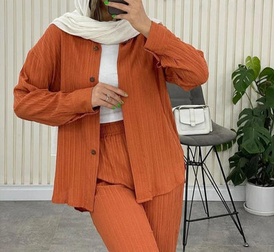 Erika™ - Hemd und Hose Set Chiffon gerade volle Hose Büro-Sets