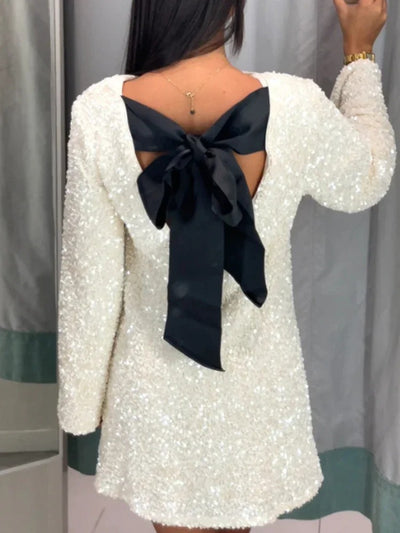 Lotte™ - Stilvolles Glitzerkleid mit Schleife