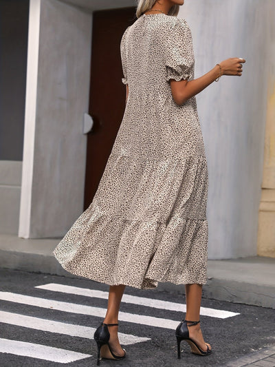 Lena™ – Stilvolles Kleid mit gestuften Puffärmeln