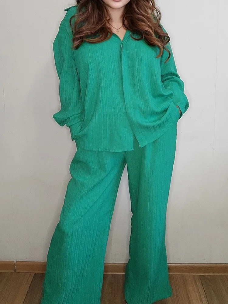 Erika™ - Hemd und Hose Set Chiffon gerade volle Hose Büro-Sets