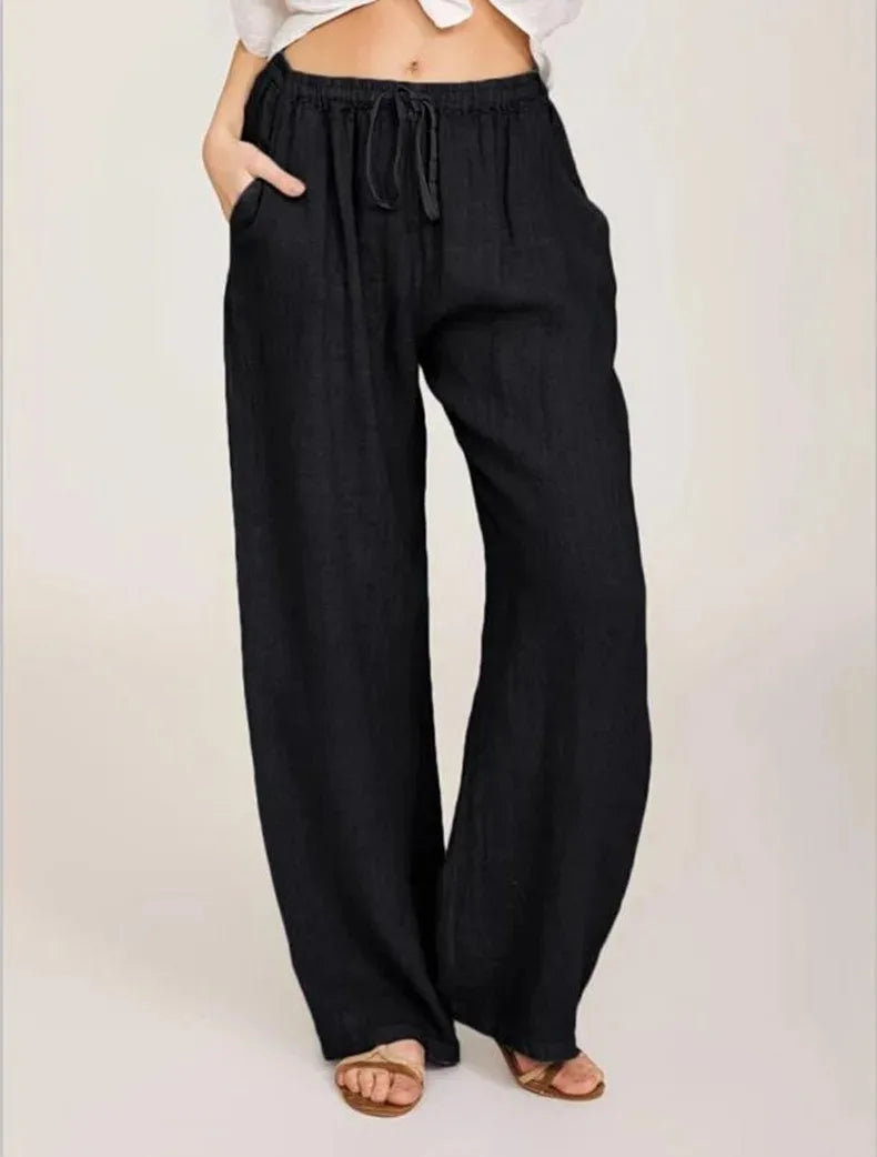 Sophie™ - Lockere Hose aus Baumwollleinen mit elastischem Bund