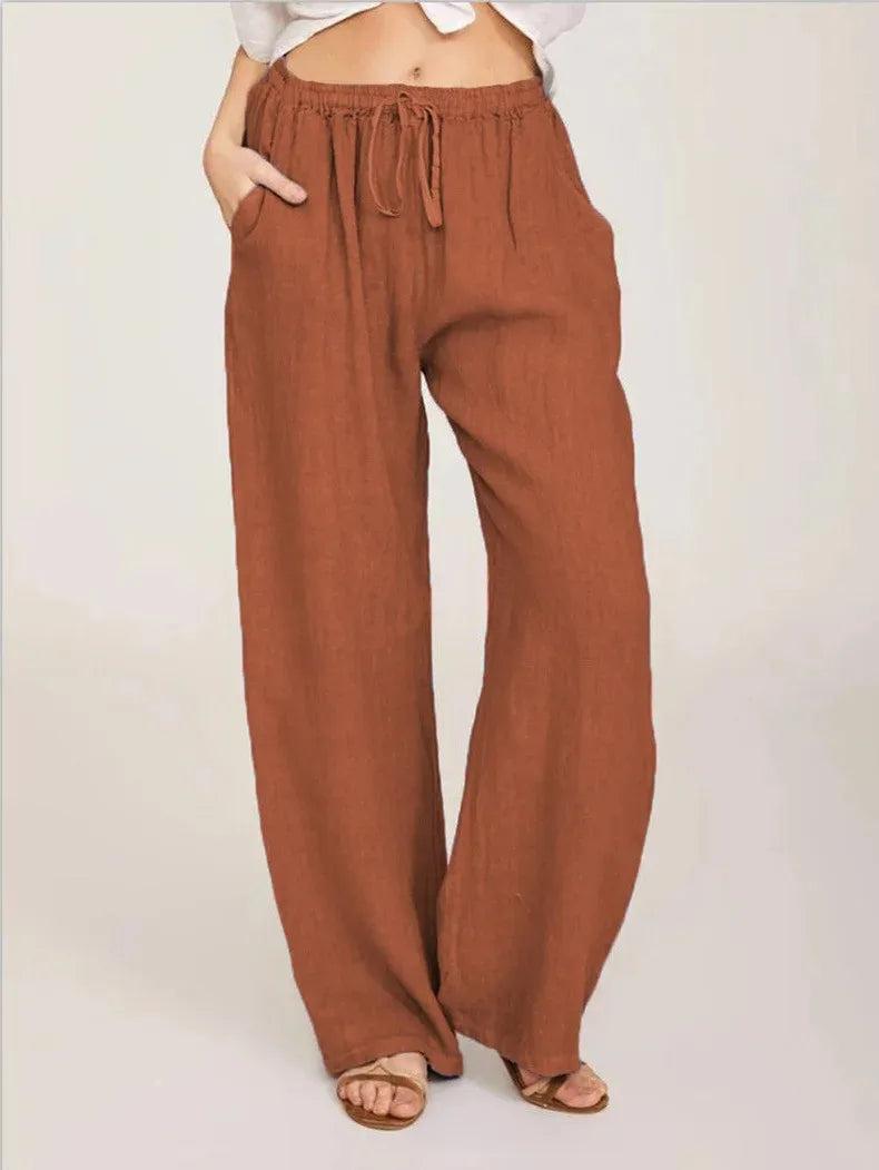 Sophie™ - Lockere Hose aus Baumwollleinen mit elastischem Bund