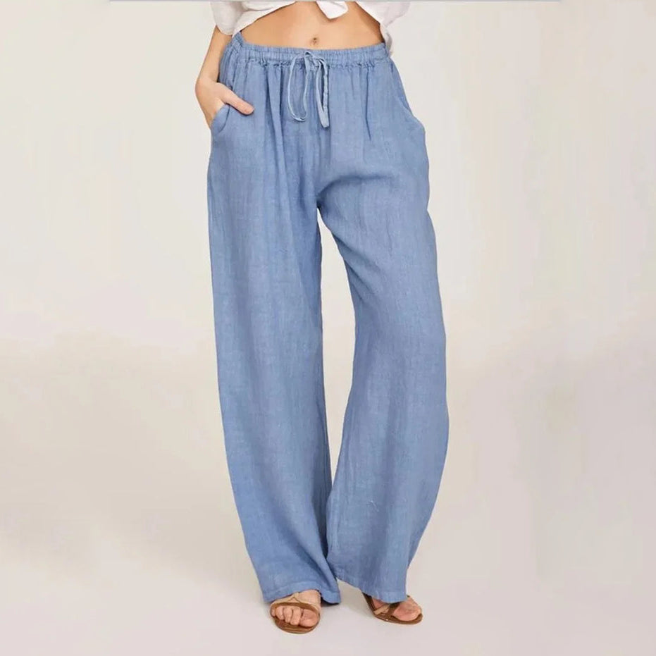 Sophie™ - Lockere Hose aus Baumwollleinen mit elastischem Bund