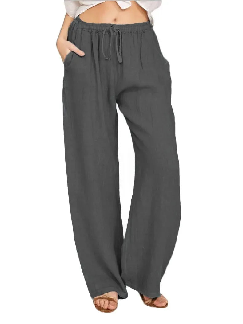 Sophie™ - Lockere Hose aus Baumwollleinen mit elastischem Bund