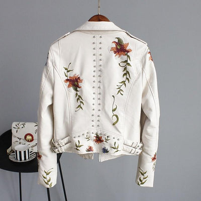 Florale Lederjacke – Mit handgefertigten Details