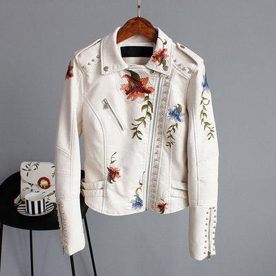 Florale Lederjacke – Mit handgefertigten Details