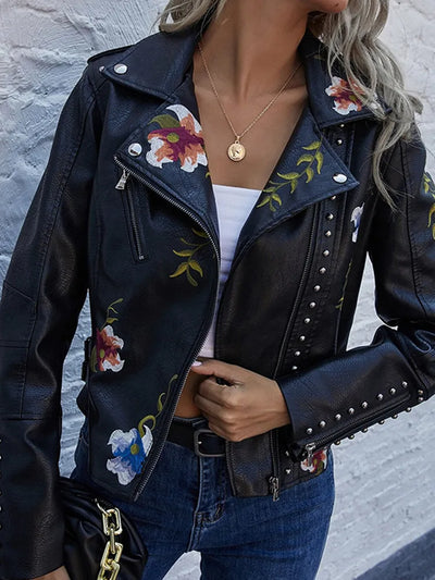 Florale Lederjacke – Mit handgefertigten Details