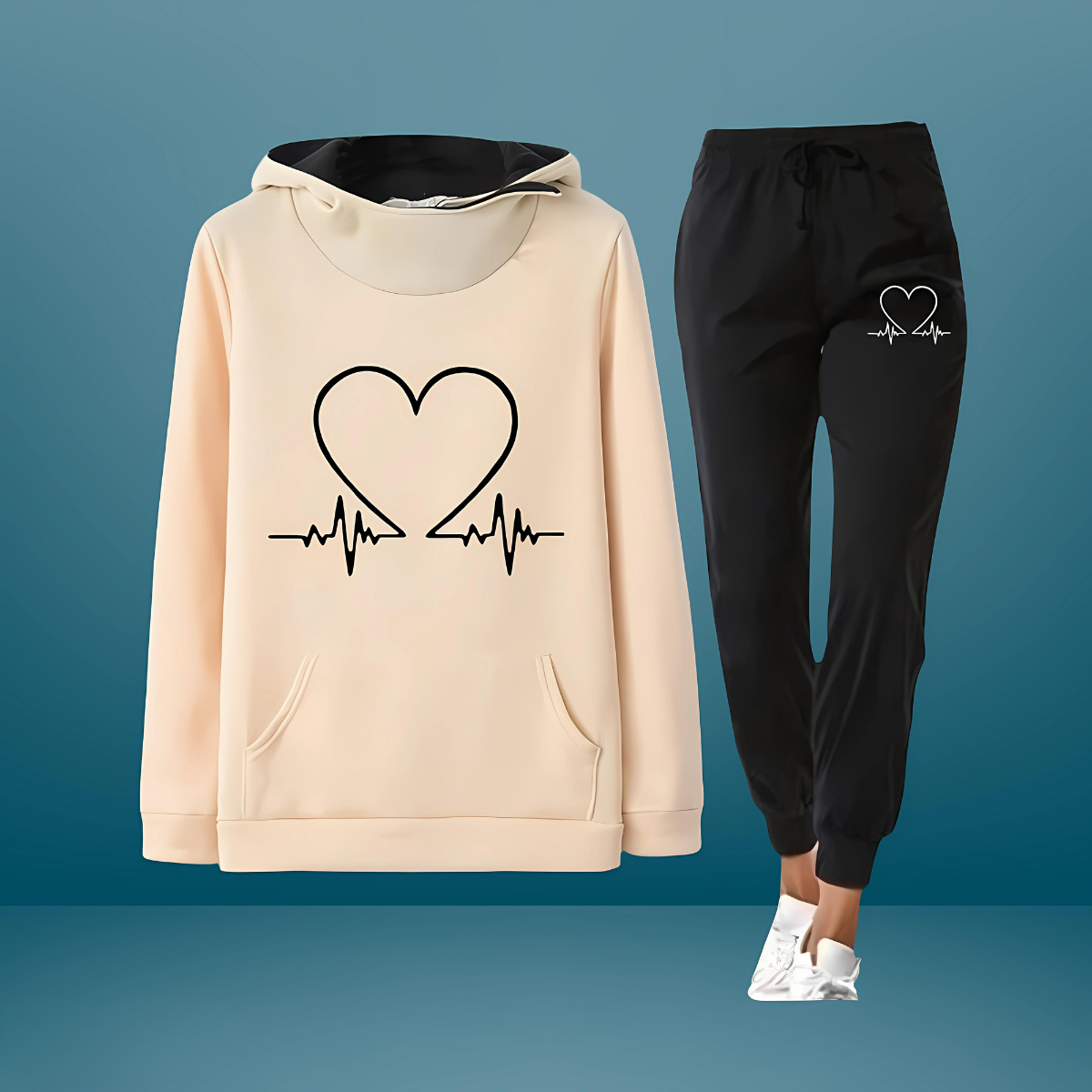 Frieda™ - Bequemer Trainingsanzug mit Herzmotiv