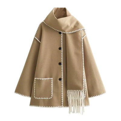 Hanna™ - Stilvoller bequemer weicher Mantel mit Zickzack-Schalkragen