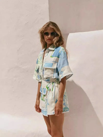 Mara™ - Eleganter Vintage-Anzug mit Tops und Miniröcken