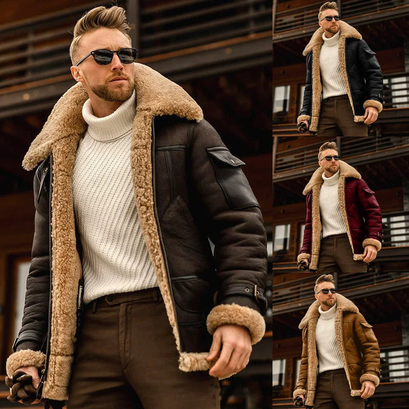 James™ - Lederjacke im Vintage-Stil mit Fleece