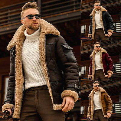 James™ - Lederjacke im Vintage-Stil mit Fleece
