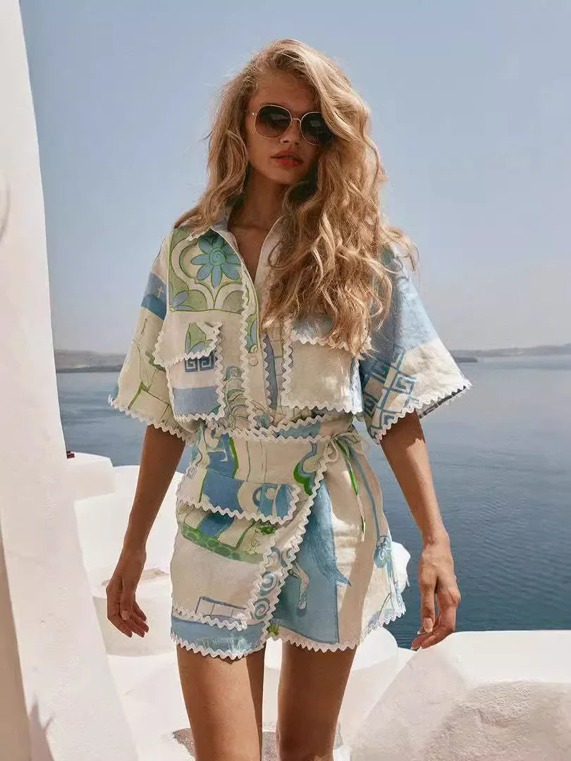 Mara™ - Eleganter Vintage-Anzug mit Tops und Miniröcken