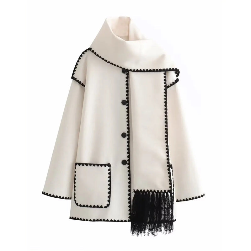 Hanna™ - Stilvoller bequemer weicher Mantel mit Zickzack-Schalkragen