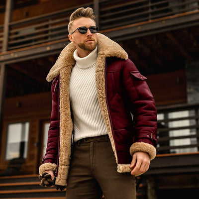James™ - Lederjacke im Vintage-Stil mit Fleece