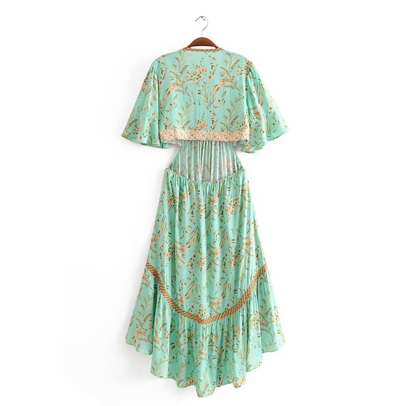 Attraktives Boho-Stil High-Low-Kleid mit Blumenmuster
