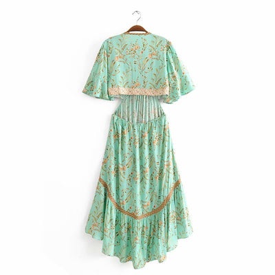 Attraktives Boho-Stil High-Low-Kleid mit Blumenmuster
