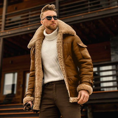 James™ - Lederjacke im Vintage-Stil mit Fleece