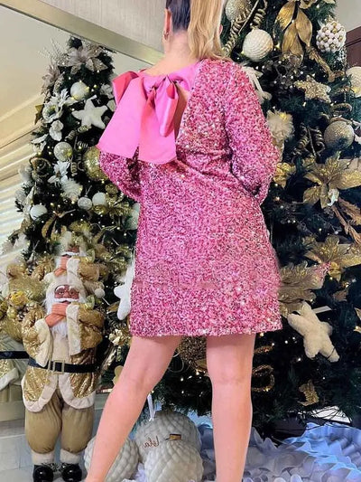 Lotte™ - Stilvolles Glitzerkleid mit Schleife