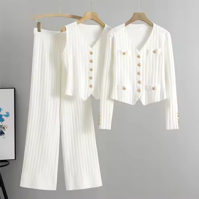 Erika™ - Elegantes Strickweste- mit Cardigan- und Hosen-Set