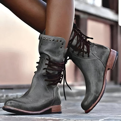 Anna™ - Bequeme veganem Lederstiefel mit Schnürsenkeln
