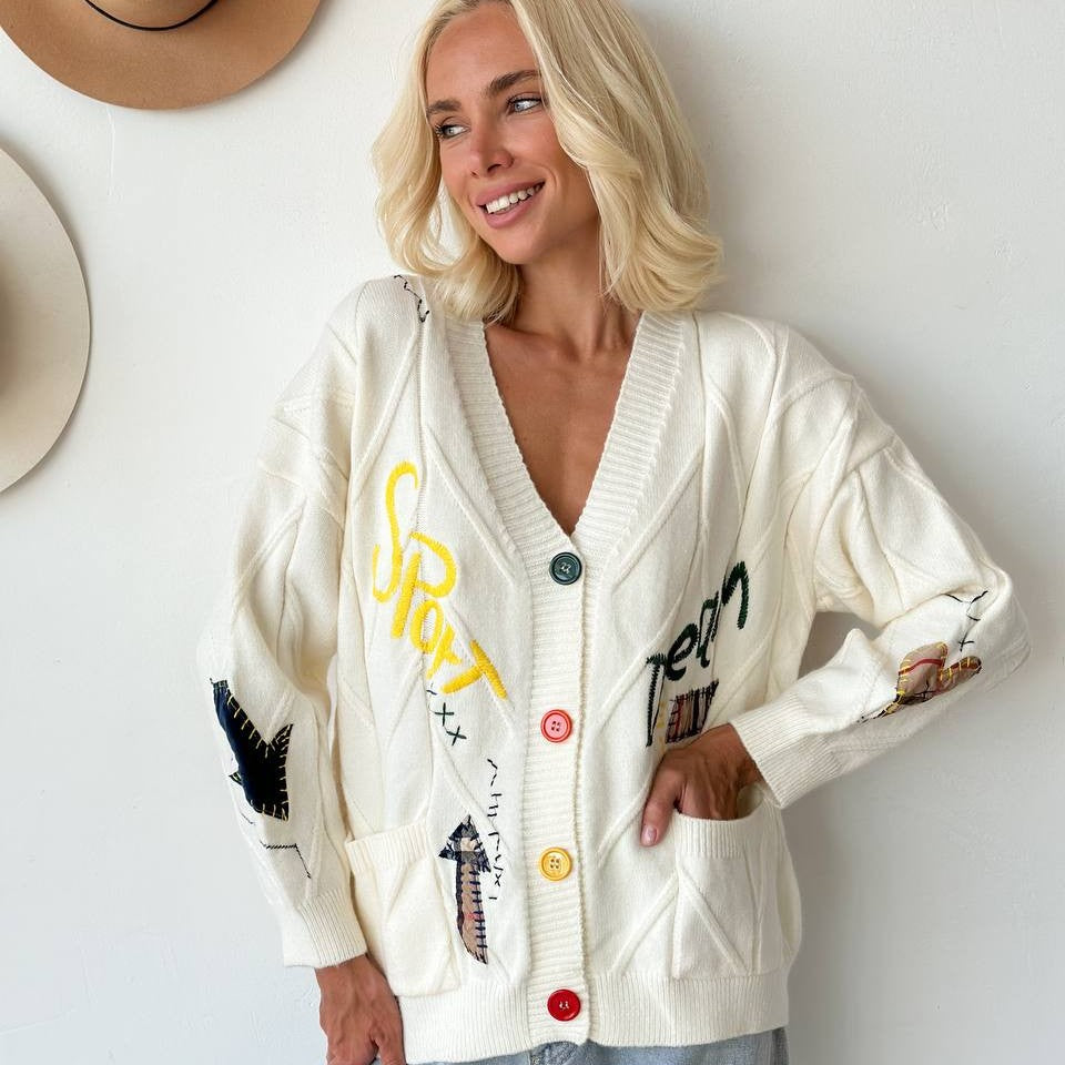 Evie™ - Bestickte Strickjacke