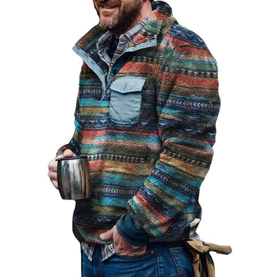 Florian™ - Stilvolles Retro-Sweatshirt aus Flanell mit Streifen und Stehkragen